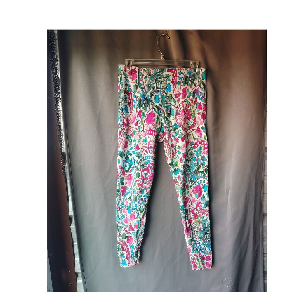 Soft Surroundings Womens Pink Teal Paisley Floral Print‎ Leggings Small Bohemian